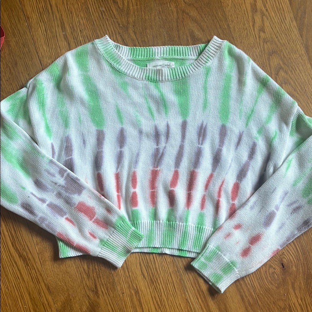Treasure & Bond Colorful Tie-Dye Cropped Sweater